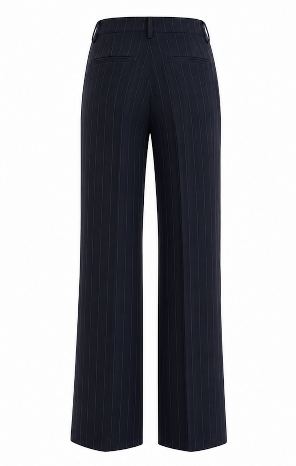 Wollen Mid-Waist Pinstripe Broek met Rechte Wijde Pijpen
