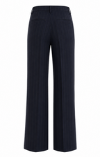 Wollen Mid-Waist Pinstripe Broek met Rechte Wijde Pijpen