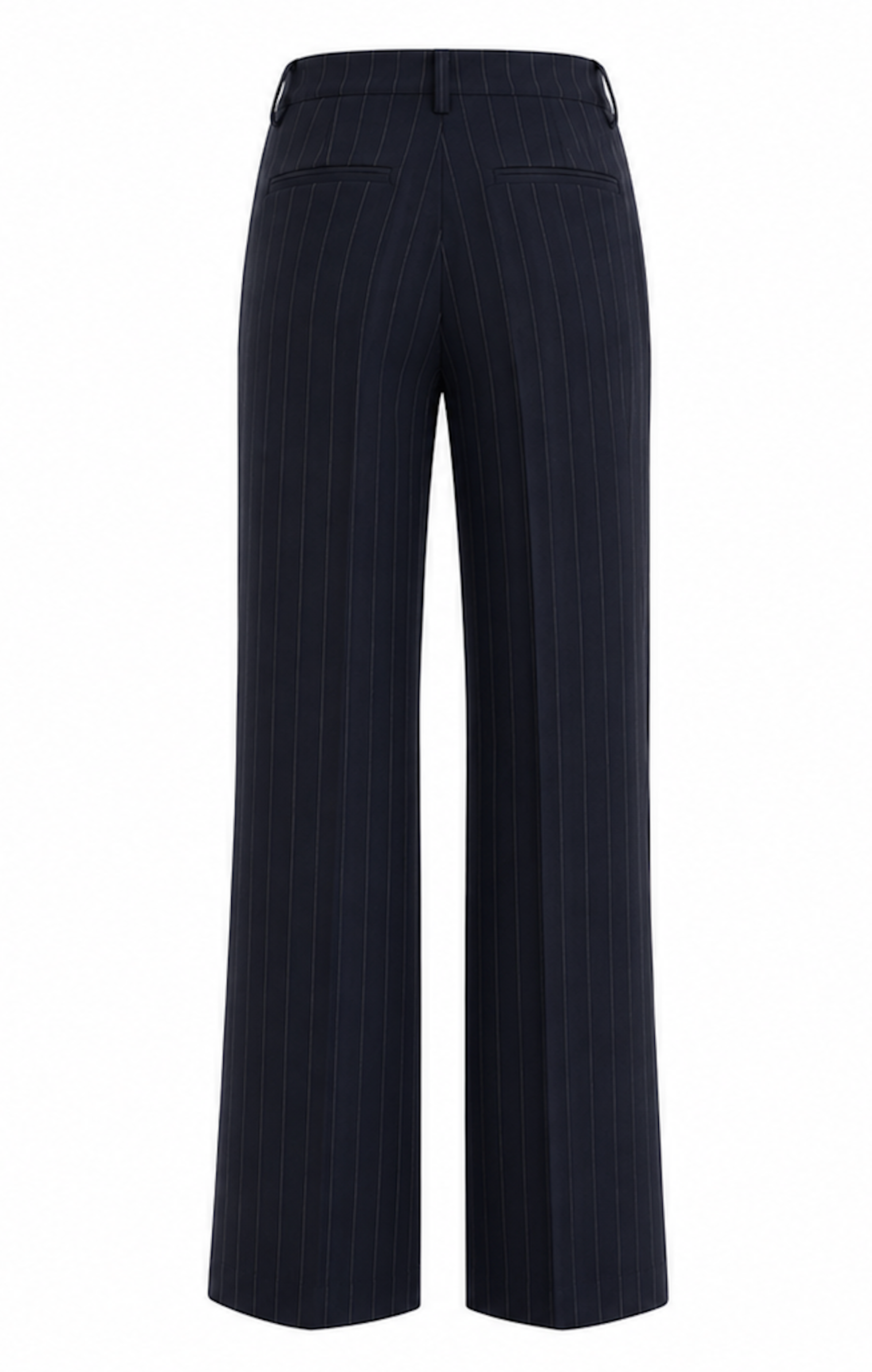 Wollen Mid-Waist Pinstripe Broek met Rechte Wijde Pijpen