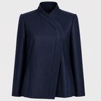 Blazer de costume drapé en laine marine