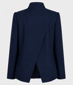 Blazer de costume drapé en laine marine