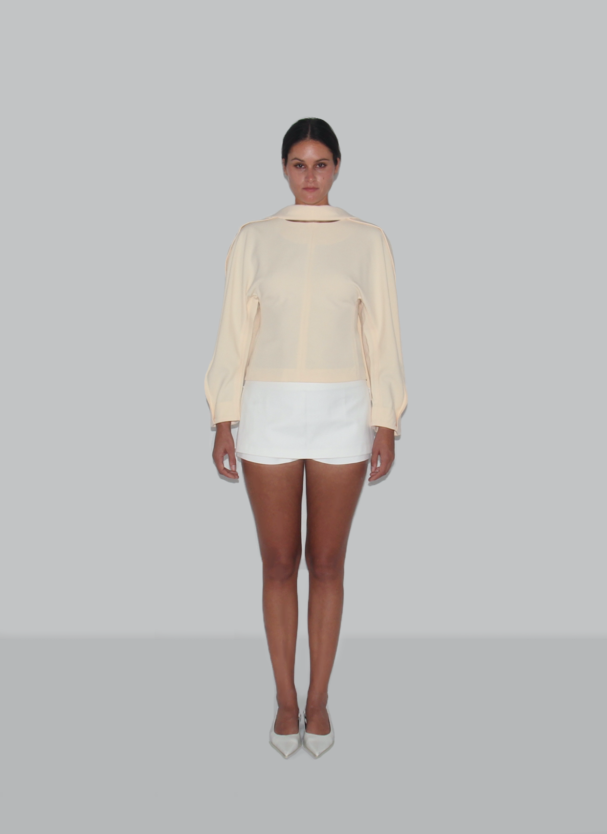 Elegant Structured Cream Blouse