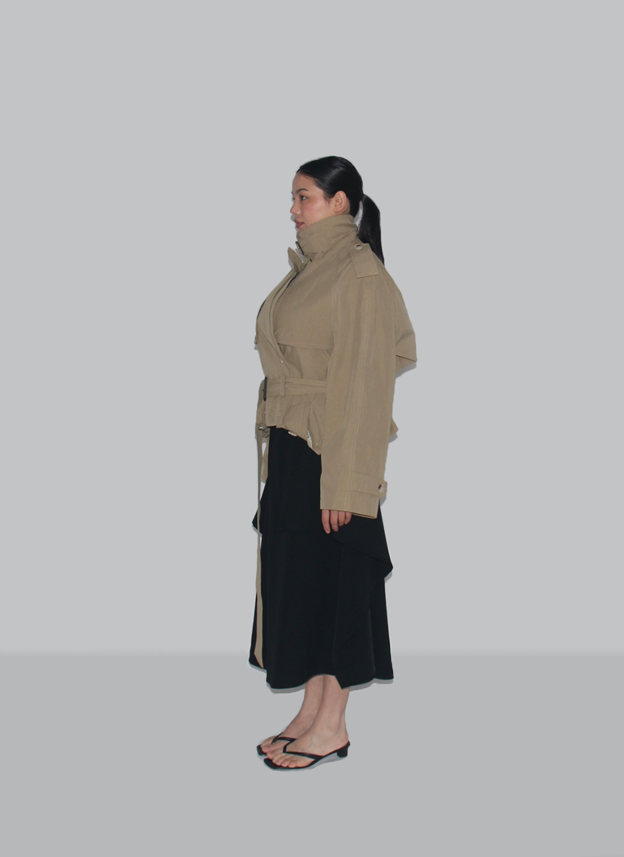 Oversized Belted short Trench Coat