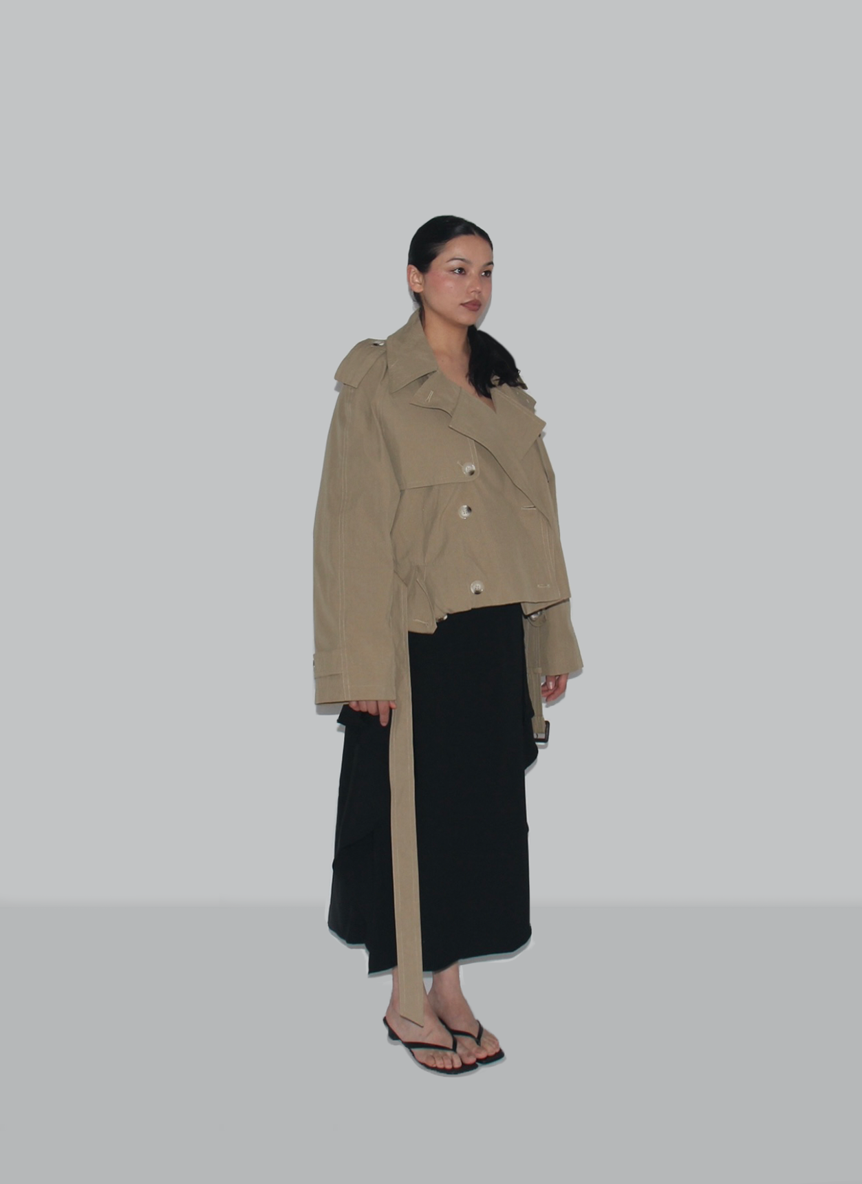 Oversized Belted short Trench Coat