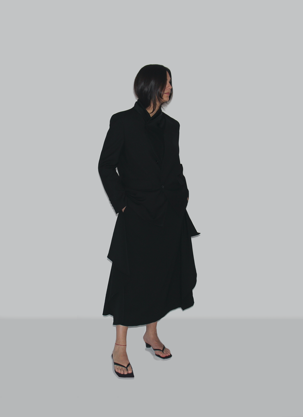 Satin Collar Detail oversized black Blazer