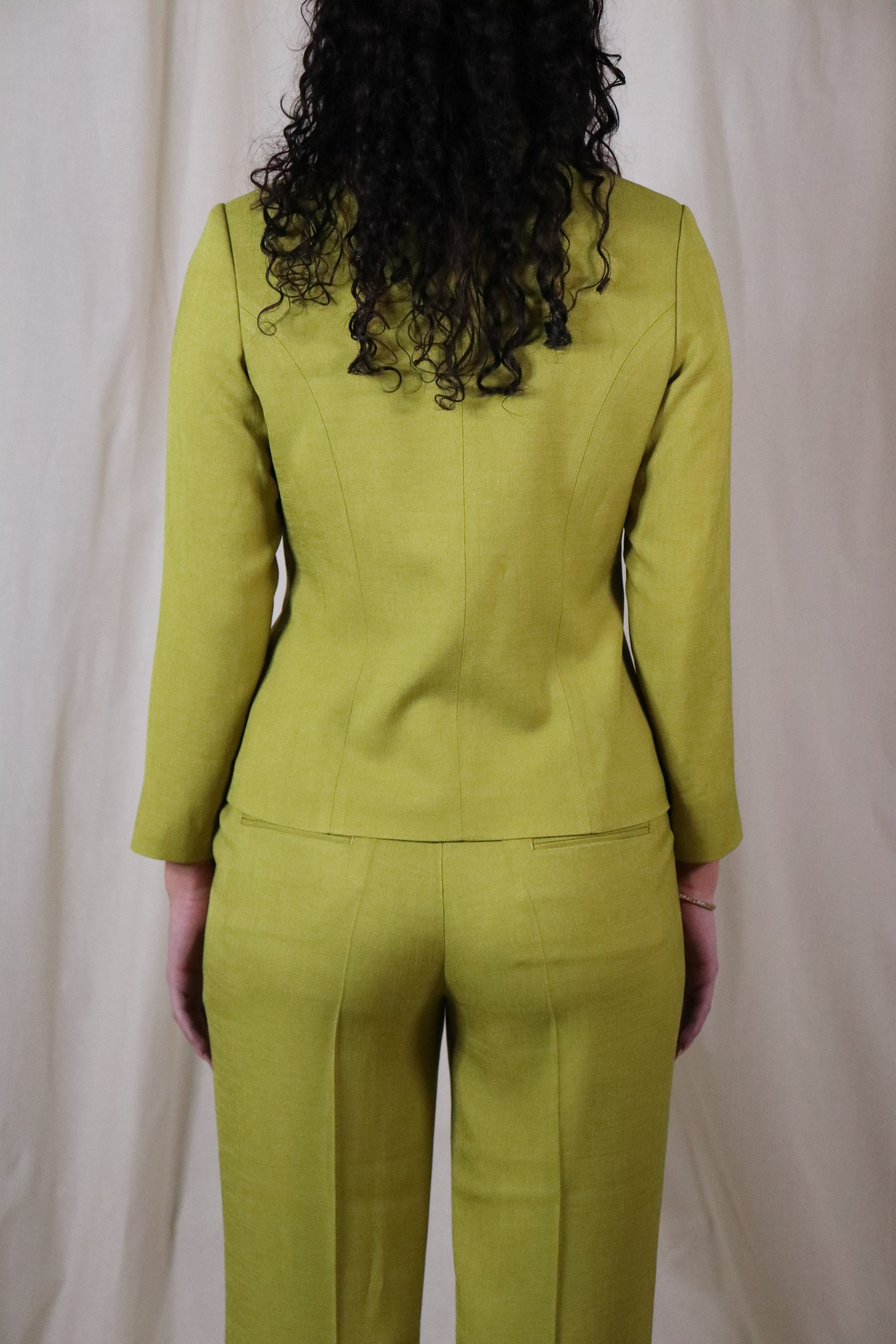 Tailored Straight-Leg Long Trousers In Chartreuse