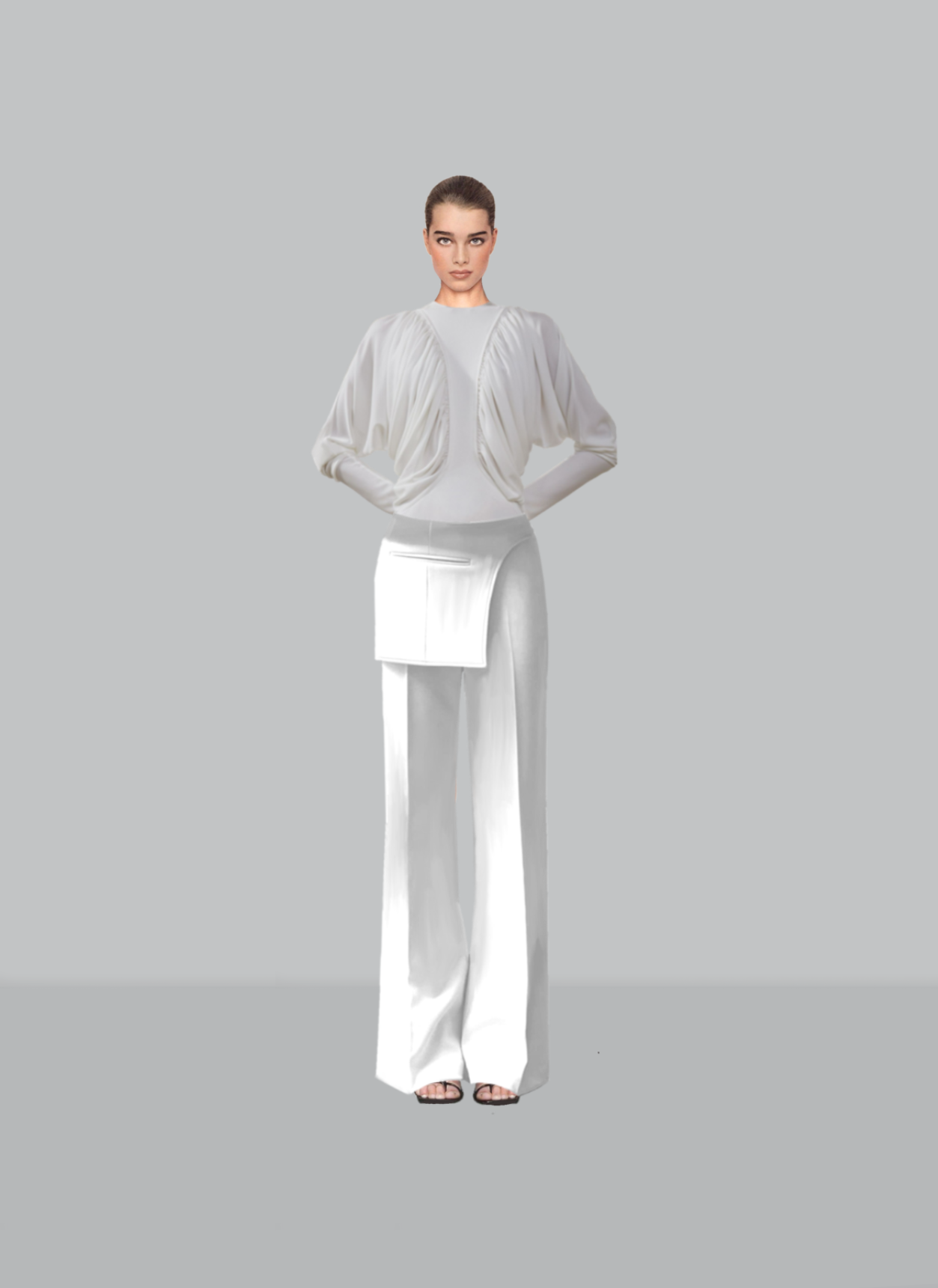 Blouse à manches plissées et drapée 