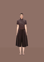 Pleated  Volume Midi Culottes in Linen