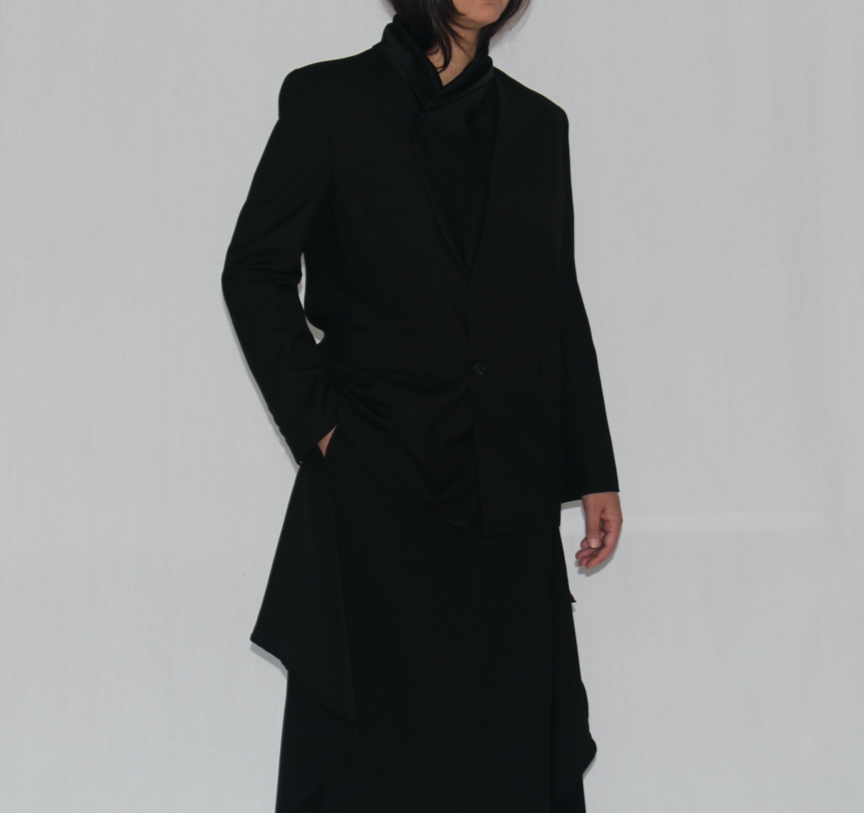 Satin Collar Detail oversized black Blazer