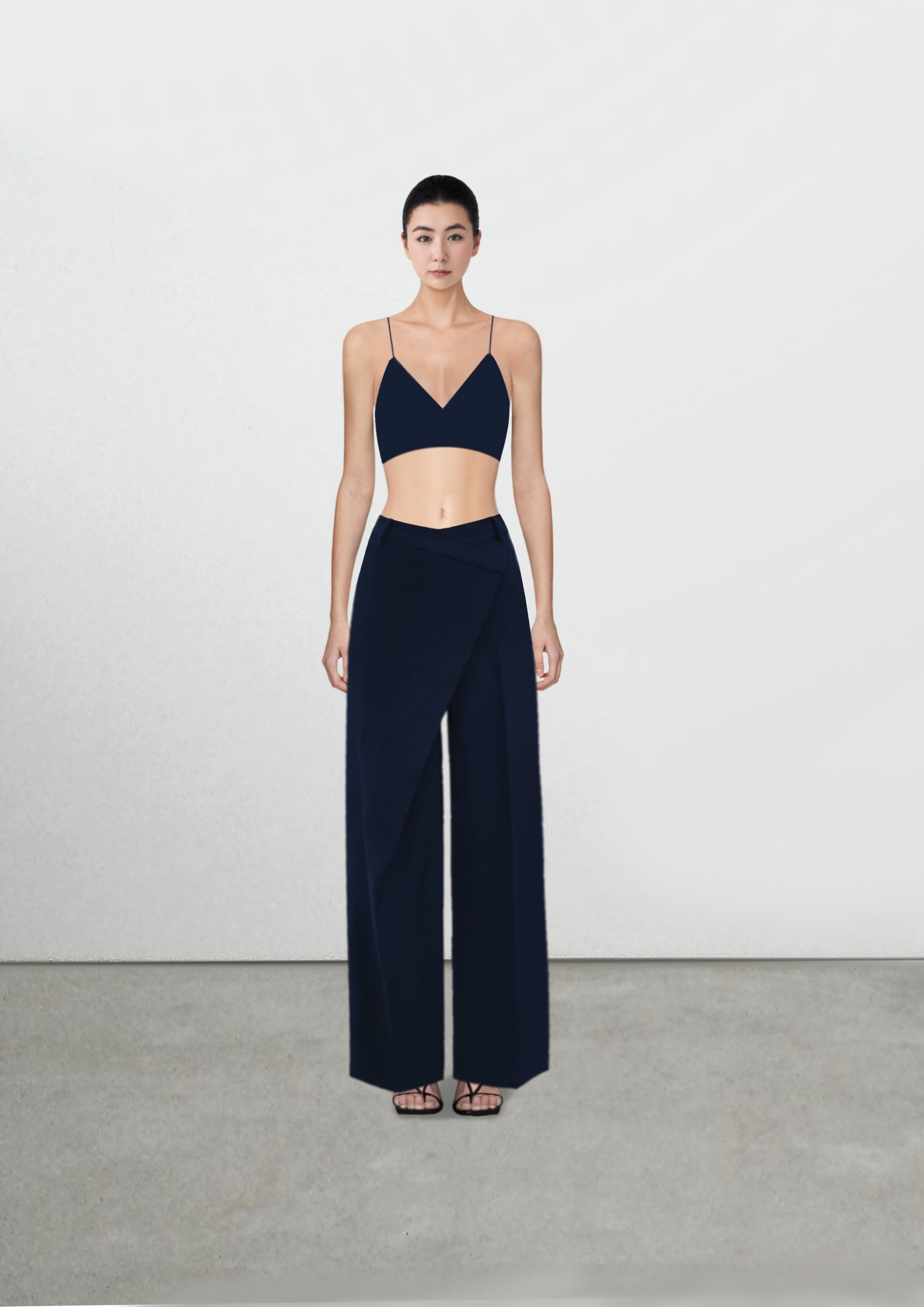 Draped tailored long trouser