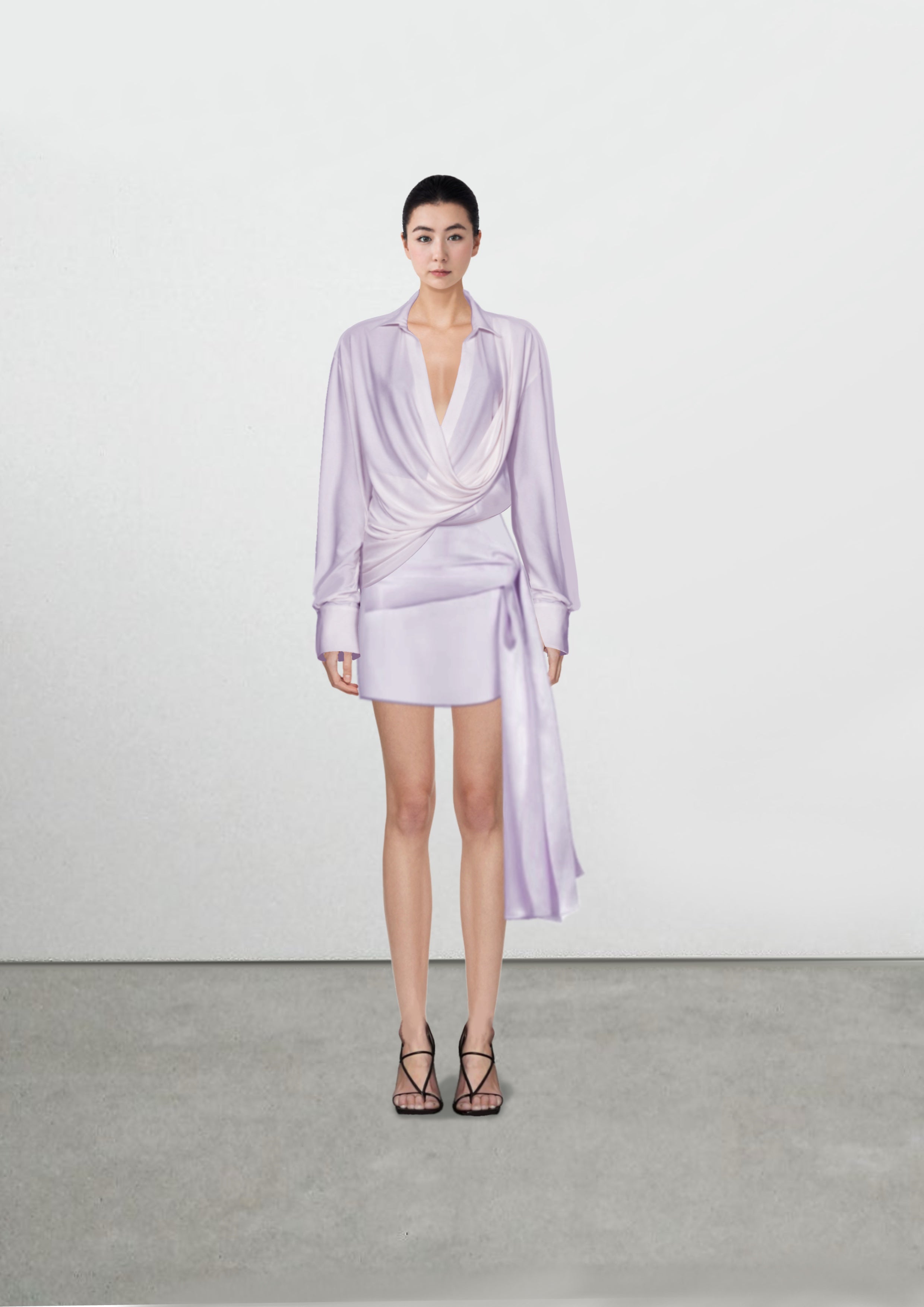 Draped Satin shirt in Lily