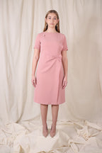 Ruffled front detailed dress in dusty rose