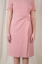 Ruffled front detailed dress in dusty rose