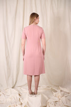 Ruffled front detailed dress in dusty rose