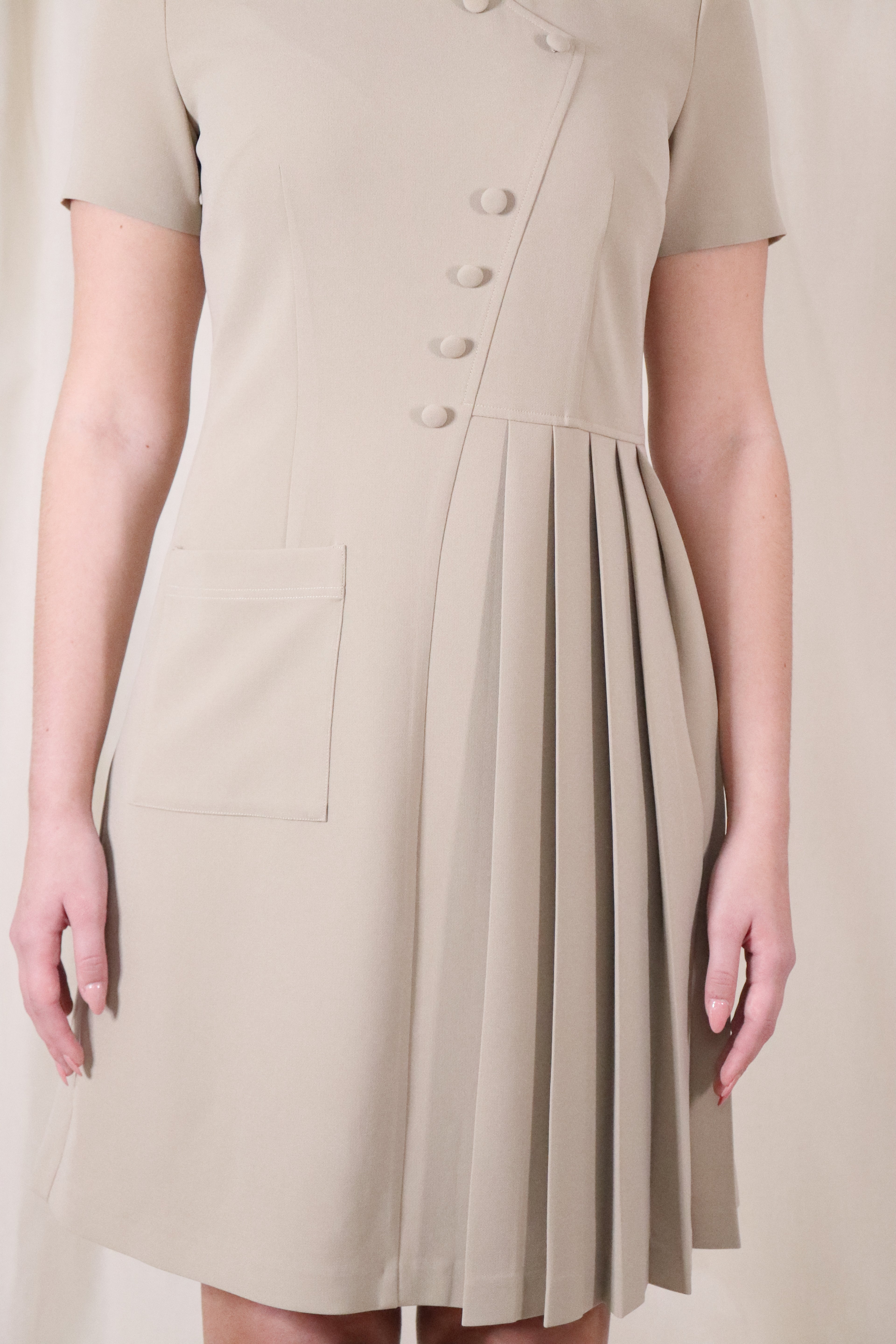 Asymmetric Pleated Midi Dress VROUW STUDIO Asymmetric Pleated Midi Dress VROUW STUDIO