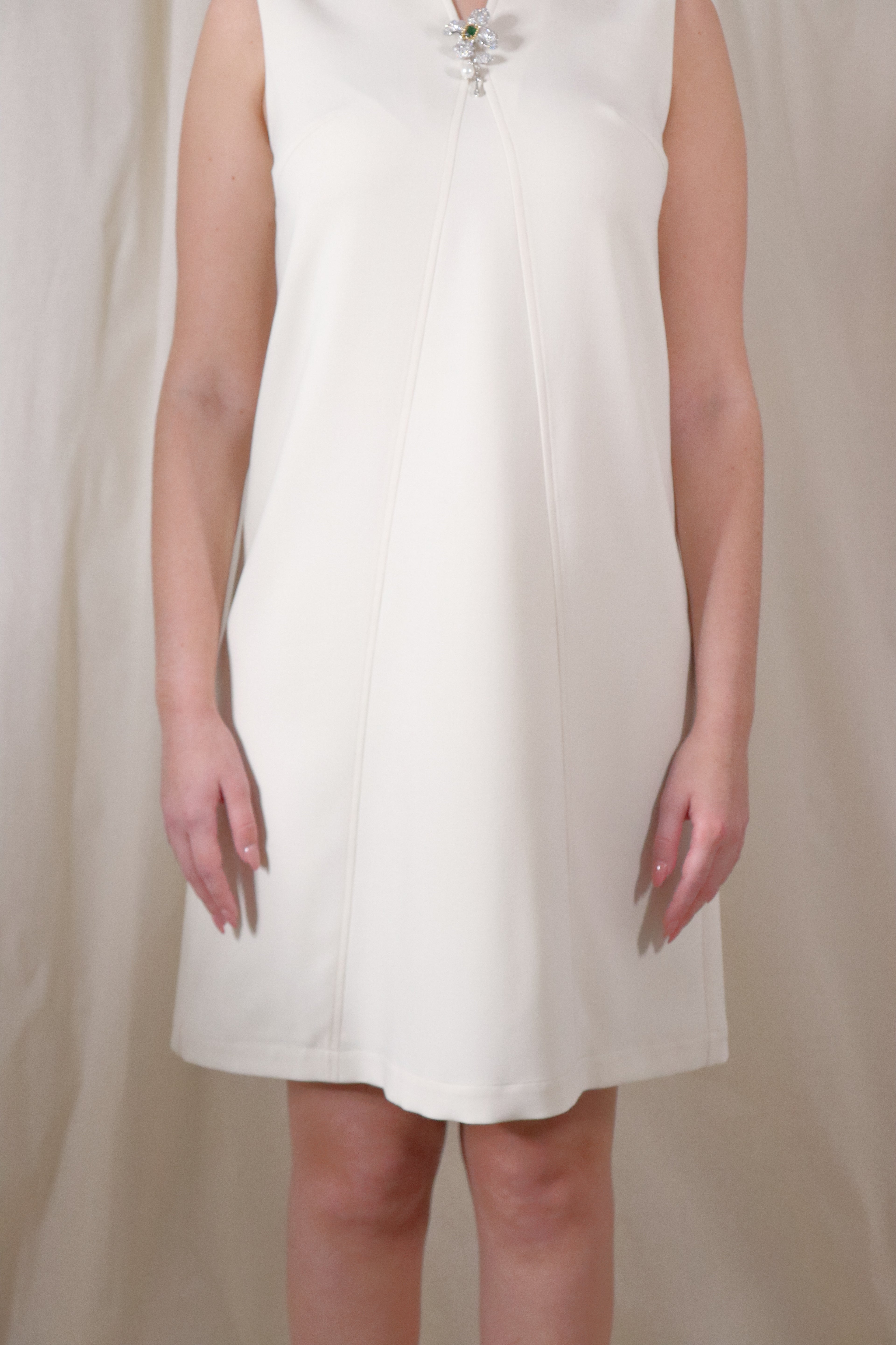 Sleeveless A-Line Dress in Off-White