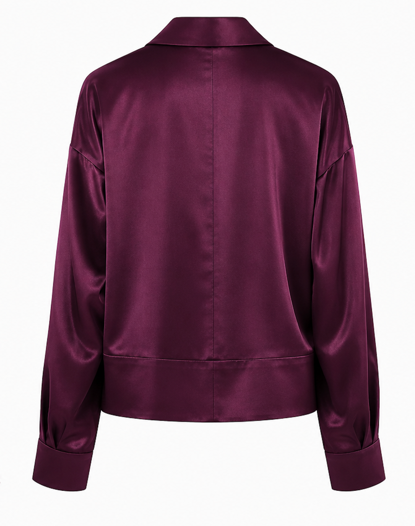 Zijden wikkelblouse in pruimkleur
