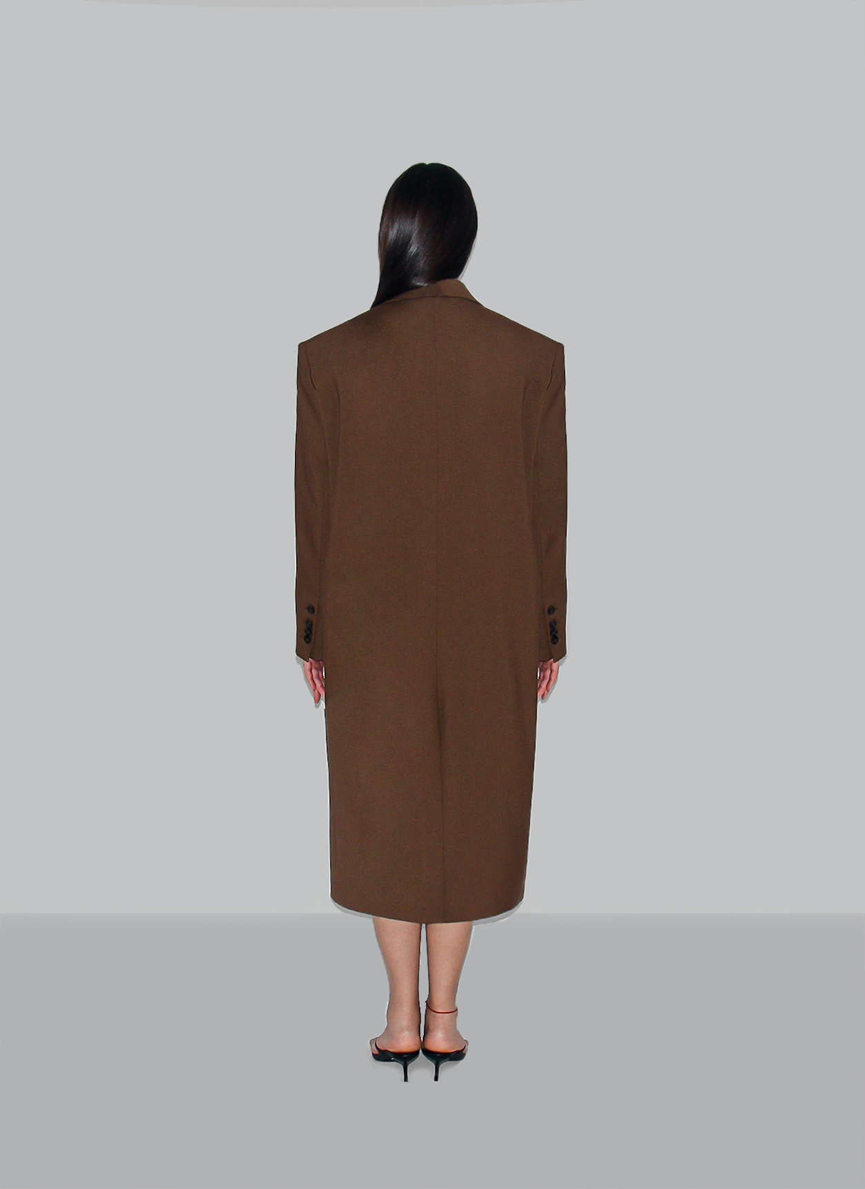 Oversized mid-long length blazer coat