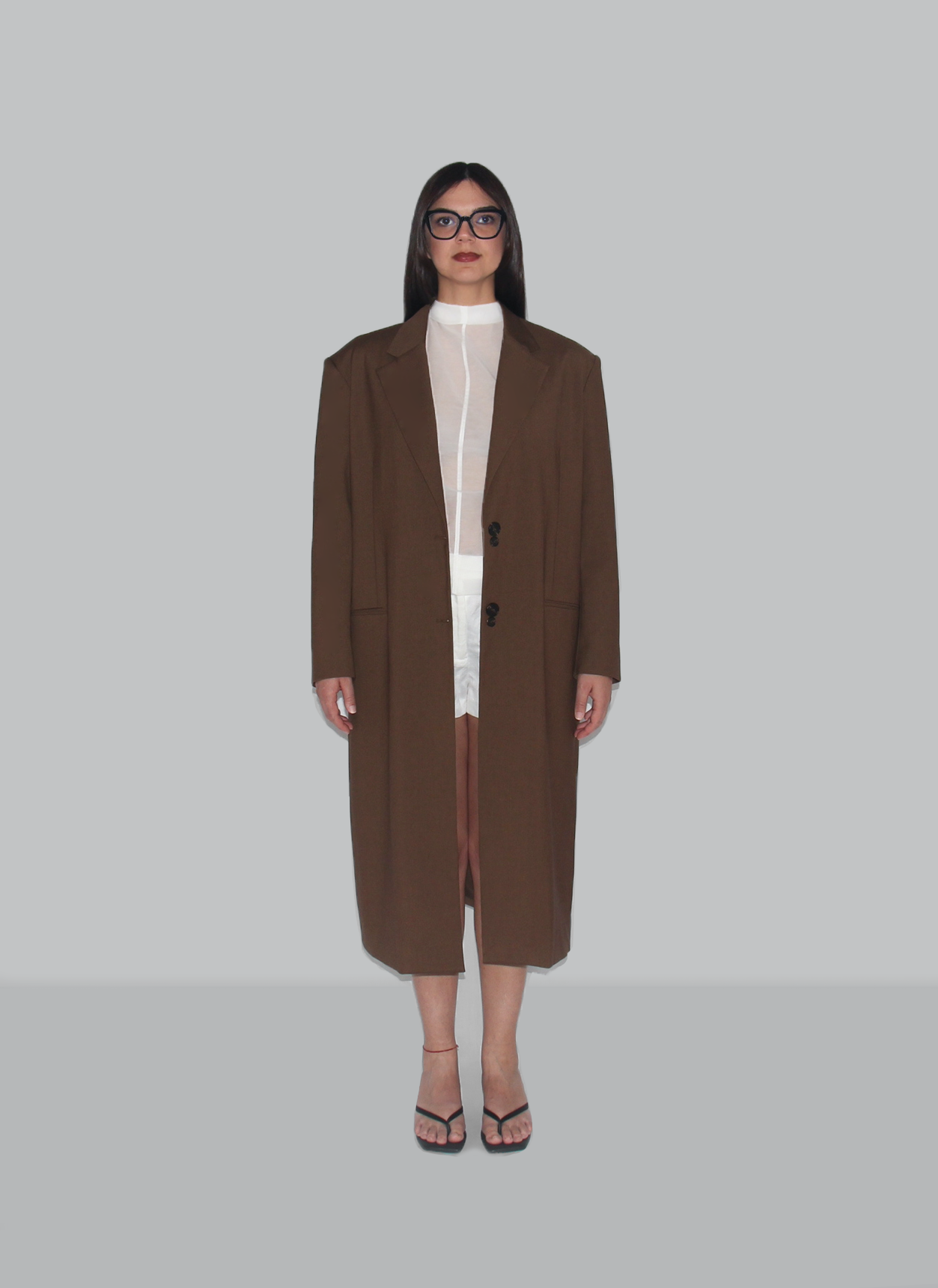 Oversized mid-long length blazer coat