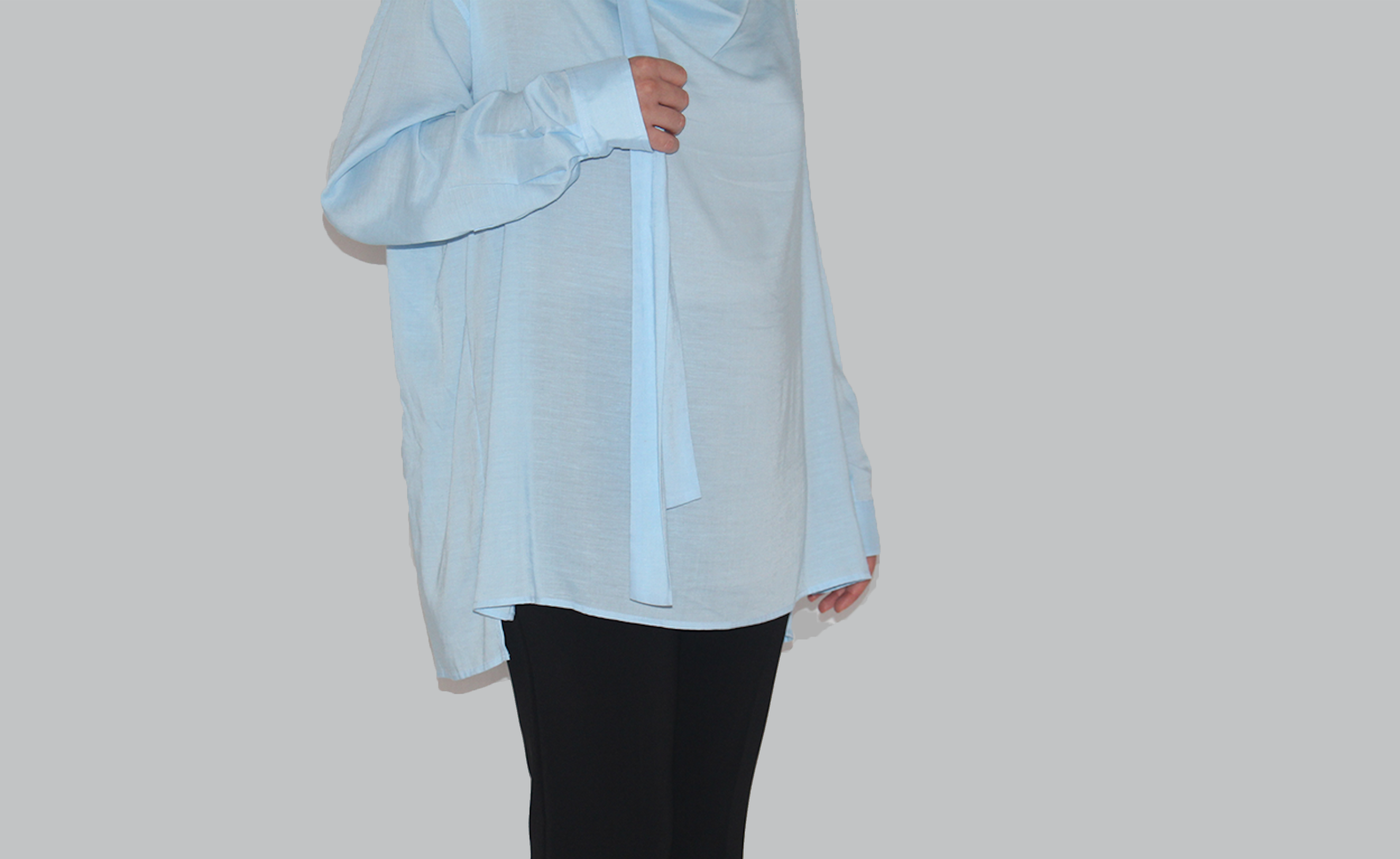 Draped Collar Multi wear Ribbon Chiffon Shirt