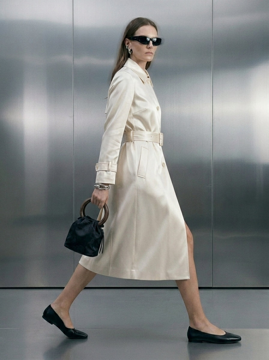 Belted Silk Trench Coat